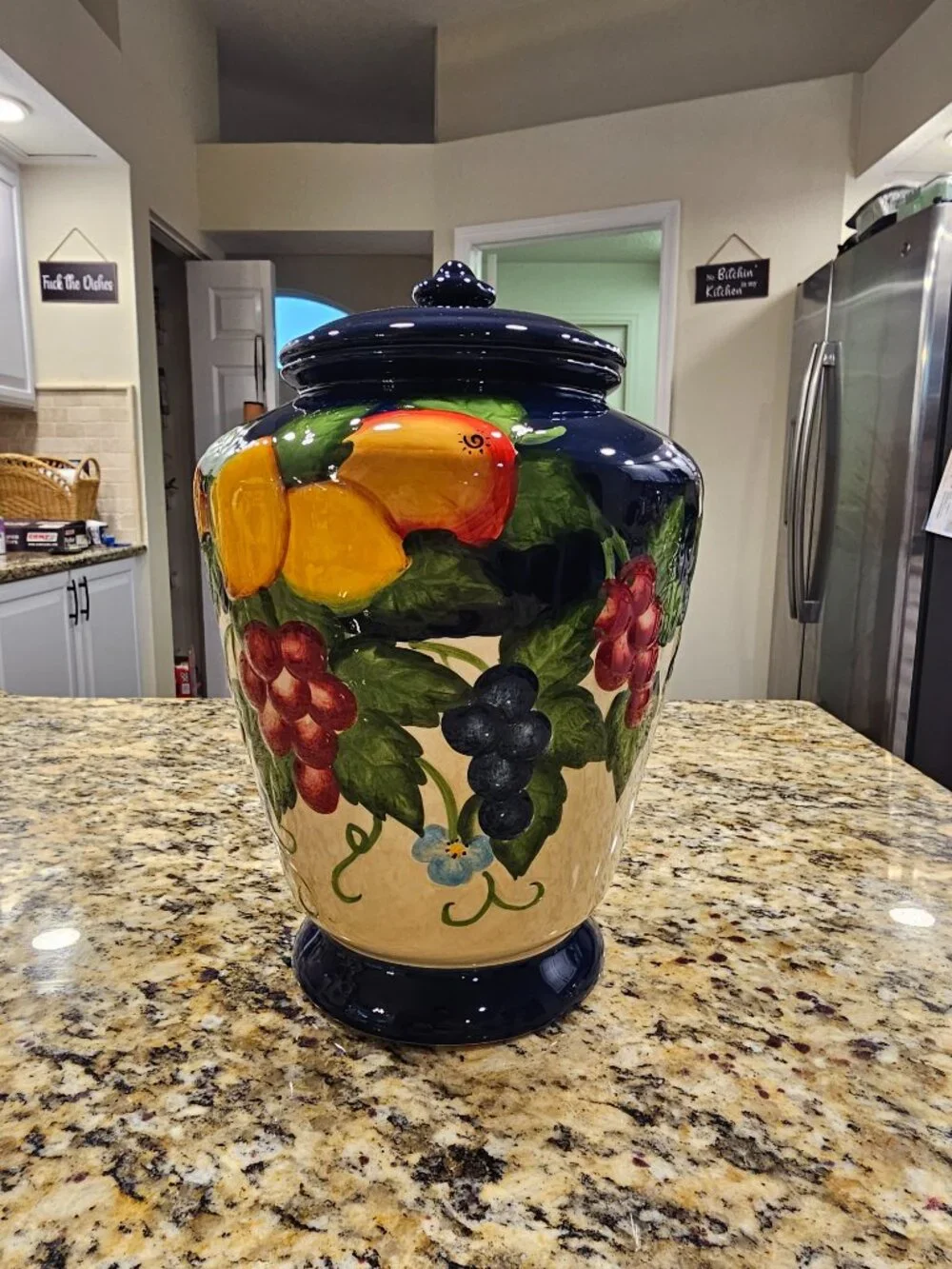 Hand Painted By Nonni Vintage Ceramic Cookie Jar